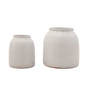 Creative Co-Op White Terra Cotta Vase Set/NWT
